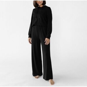 Cozy Earth Black Wide Leg Lounge Pants Bamboo Blend‎ Elastic Waist Women's S